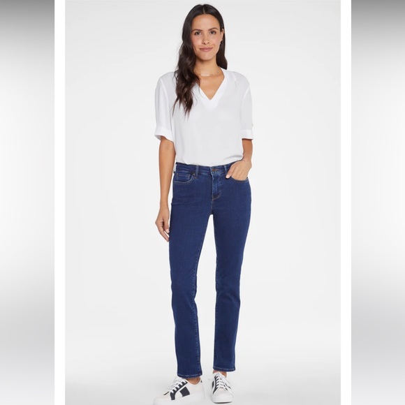 NYDJ Denim - NYDJ Women's Mid Rise Sheri Slim Fit Skinny Jeans Dark Wash Blue Size 14W